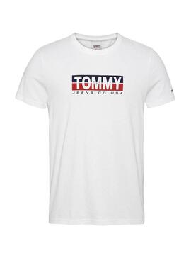 T-Shirt Tommy Jeans Contrast Bianco per Uomo