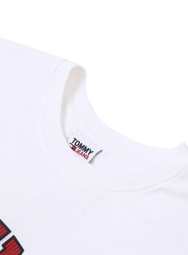 T-Shirt Tommy Jeans Collegiate Bianco per Donna