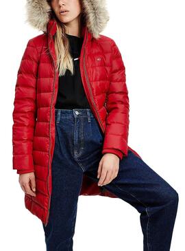Cappoitto Tommy Hilfiger Hooded Down Rosso per Donna