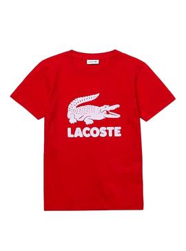 T-Shirt Lacoste Basic Croco Rosso per Bambino