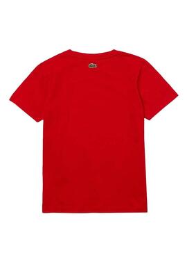 T-Shirt Lacoste Basic Croco Rosso per Bambino