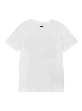 T-Shirt Lacoste Basic Croco Bianco per Bambino