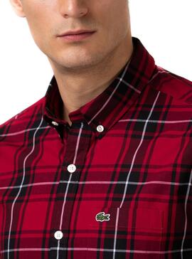 Camicia Lacoste Popelin Rosso per Uomo