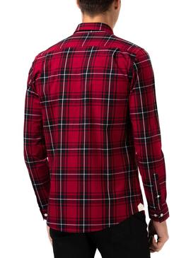Camicia Lacoste Popelin Rosso per Uomo