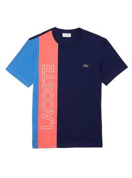 T-Shirt Lacoste Color Block Blu Navy Uomo