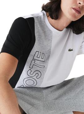 T-Shirt Lacoste Colore Block Bianco per Uomo