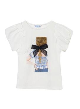 T-Shirt Mayoral Schienale Ragazza Bianco per Bambina