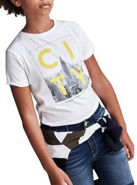 T-Shirt Mayoral City Bianco per Bambino