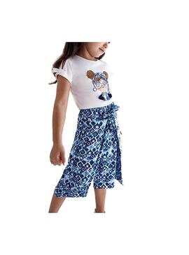 Pantaloni Mayoral Culotte Stampata Blu per Bambina