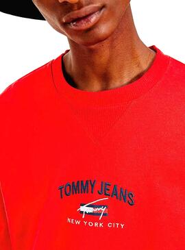 Felpa Tommy Jeans Timeless Rosso per Uomo