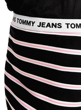 Gonna Tommy Jeans a righe aderenti Nero per Donna