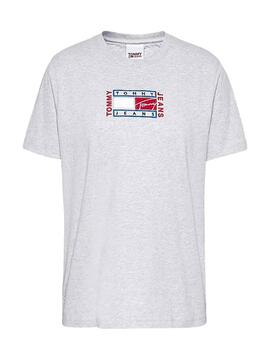 T-Shirt Tommy Jeans Timeless Grigio per Donna