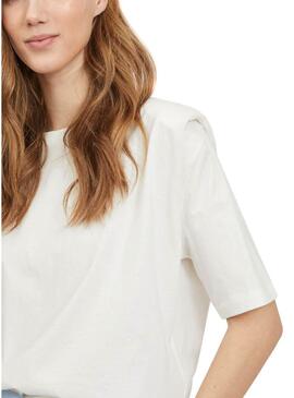 T-Shirt Vila Vishoulde Bianco per Donna