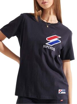T-Shirt Superdry Sportstyle Nero per Donna