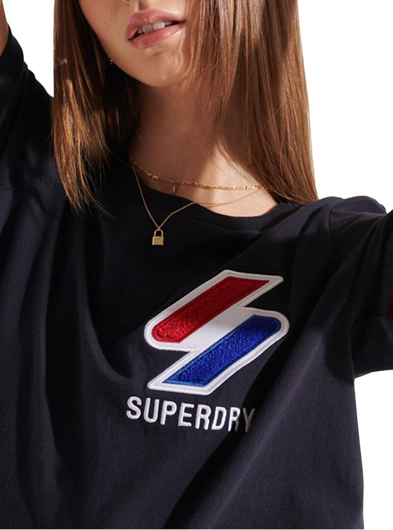 T-Shirt Superdry Sportstyle Nero per Donna