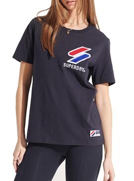 T-Shirt Superdry Sportstyle Nero per Donna