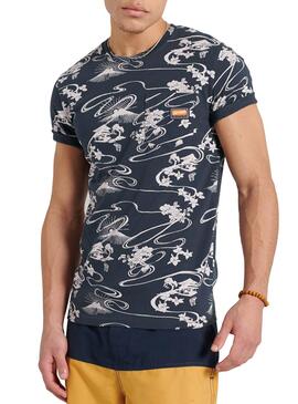 T-Shirt Superdry Pocket  Blu Navy per Uomo