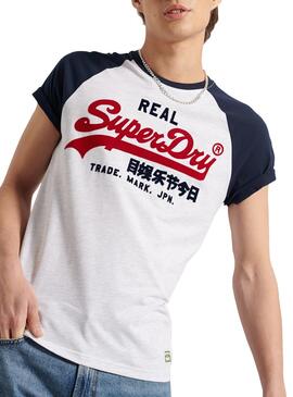 T-Shirt Superdry Duo Raglan Bianco per Uomo