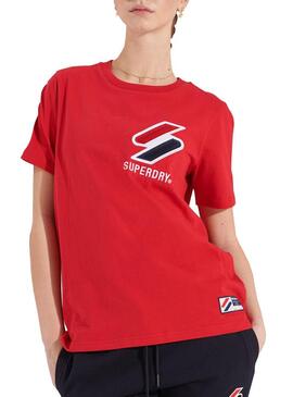 T-Shirt Superdry Sportstyle Rosso per Donna