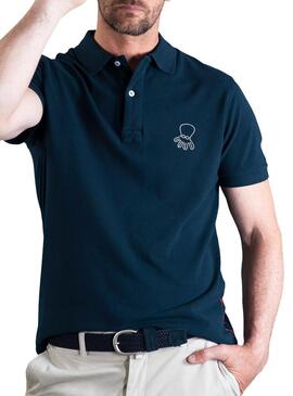 Polo El Pulpo Logo Grande Blu Navy