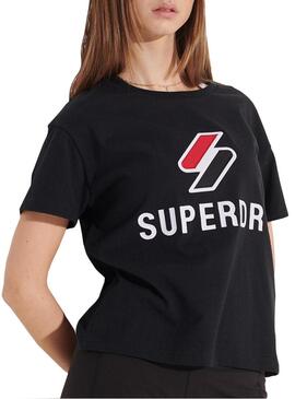 T-Shirt Superdry Sportstyle Classic Nero Donna