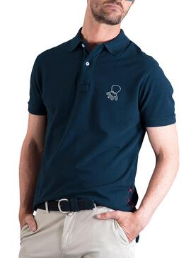 Polo El Pulpo Logo Grande Blu Navy