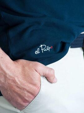 Polo El Pulpo Logo Grande Blu Navy