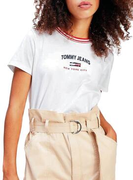 T-Shirt Tommy Jeans Timeless Bianco per Donna