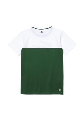 T-Shirt Lacoste Bicolor Stampa Verde per Bambino