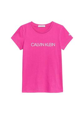 T-Shirt Calvin Klein Istituzionale Fucsia Bambina