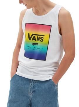 T-Shirt Vans Print Box Tank Bianco per Uomo