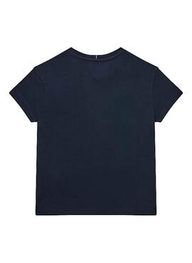 T-Shirt Tommy Hilfiger Multi Text Sateen Blu Navy
