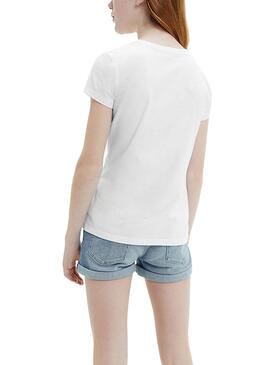 T-Shirt Calvin Klein Chest Monogram Bianco Bambina