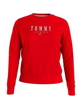 Felpa Tommy Jeans Essencial Logo Rosso Donna
