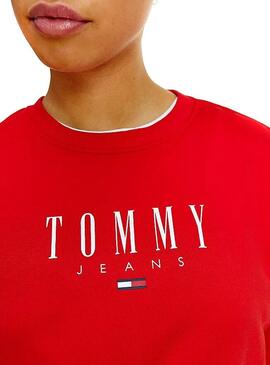 Felpa Tommy Jeans Essencial Logo Rosso Donna