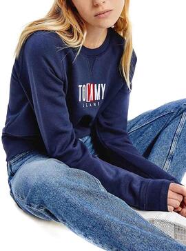 Felpa Tommy Jeans Timeless Blu Navy Donna