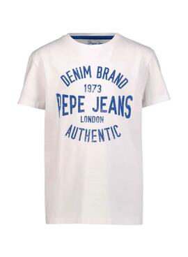 T-Shirt Pepe Jeans Bianco Optic Bianco per Bambino