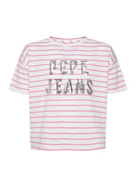 T-Shirt Pepe Jeans Nieves Rosa per Bambina