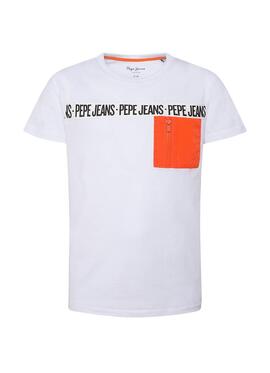 T-Shirt Pepe Jeans Gil Bianco per Bambino