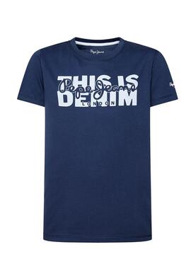 T-Shirt Pepe Jeans Emanuel Blu Navy per Bambino