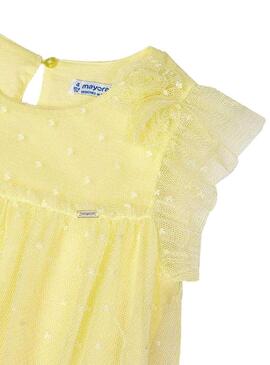 Vestito Mayoral Tulle Plumeti Giallo per Bambina