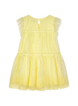 Vestito Mayoral Tulle Plumeti Giallo per Bambina