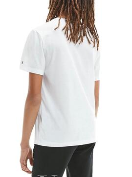 T-Shirt Calvin Klein Logo Tape Bianco per Bambino