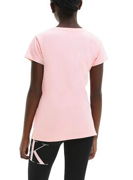 T-Shirt Calvin Klein Hybrid Logo Rosa per Bambina