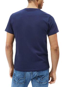 T-Shirt Pepe Jeans Dennis Blu Navy per Uomo