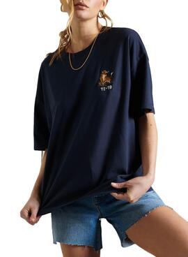 T-Shirt Superdry Military Narrative Blu Navy Donna