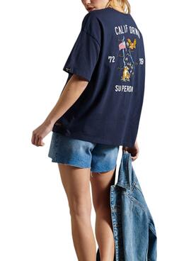 T-Shirt Superdry Military Narrative Blu Navy Donna