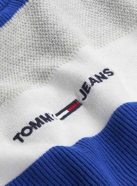 Pullover Tommy JeansSmall Text Stripe Blu Uomo