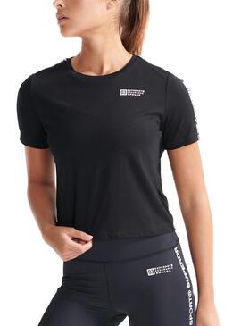 T-Shirt Superdry Gymtech Taped Nero per Donna